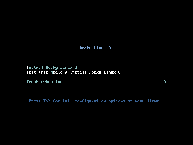 Rocky Linux installation splash screen