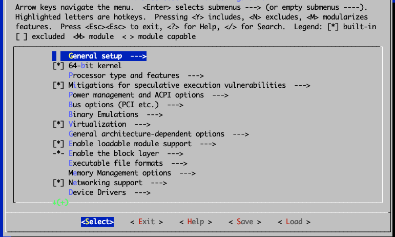 Schermata Configurazione del Kernel File Systems